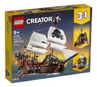 LEGO Creator 3in1 Pirate Ship 31109 Building Set - Toy Ship with Inn Skull Island Featuring 4 Minifigures Shark Figure Gift for Kids Boys and Gi