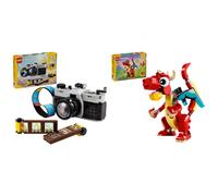 LEGO Creator 3in1 Retro Camera Toy to Video Camera to TV Set, Kids' Desk Decoration & Creator 3in1 Red Dragon Toy to Fish Figure to Phoenix Bird Model