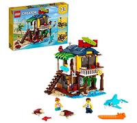 LEGO Creator 3 in 1 Surfer Beach House with 2 Minifigures and Dolphin Figure Transforms from Surf Shack to Lighthouse to Pool House Great Building T