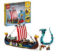 LEGO Creator 3in1 Viking Ship and the Midgard Serpent 31132 Building Kit; Features Ship, House and Wolf Toys; Creative Gift for Kids Aged 9+ Who Love Viking Adventures and Construction (1,192 Pieces)