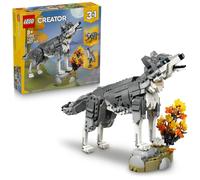 LEGO Creator 3 in 1 Forest Animals: Grey Wolf Toy - Animal Figure Transforms into a Falcon or Raccoon - DIY Room Decor Idea - Birthday Gift for 8+ Year Old Girls & Boys - 31393