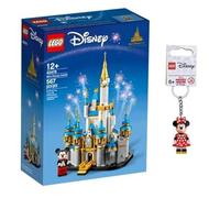 LEGO Disney 50th Anniversary Mini Disney Castle Building Kit + Minnie Mouse Keychain Gift Set (Mini Disney Castle + Minnie Keychain) (LDMC22)