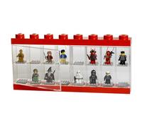 LEGO display case for 16 minifigures, stackable container for wall or desk, red