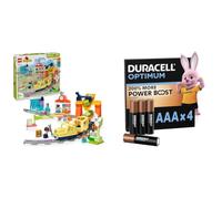 LEGO DUPLO Big Interactive Community Train Set - Toddler Learning Toys for 3+ Year Old Boys & Girls - in Push & Go Train Toy with Sounds and Lights + Duracell Optimum pack of 4 AAA