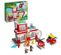 LEGO DUPLO Fire Station & Helicopter Playset 10970, with Push & Go Truck Toy for Toddlers, Boys and Girls 2 Plus Years Old, Large Bricks Educational Learning Toys
