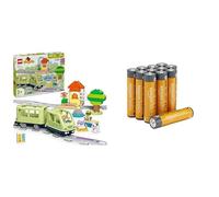 LEGO DUPLO Interactive Adventure Train, 14 tracks/sound, 2+ years, & Amazon Basics AAA Alkaline 12 pack, 10yr shelf