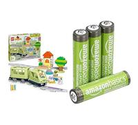 LEGO DUPLO Interactive Adventure Train, 14 tracks/sound, 2+ years, & Amazon Basics AAA Rechargeable 4 pack, 850mAh