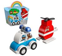 LEGO DUPLO My First Fire Helicopter and Police Car 10957 Rescue Vehicles; Police Car and Helicopter Learning Toy, New 2021 (14 Pieces)