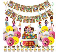 LEGO Friends Theme - Happy Birthday Party Decoration Set, Banner Balloons Cake Topper