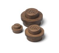 Lego Home Dark Wooden Wall Hanger Set - 3 Pieces in Oak | Functional Coat Hangers & Decorative Home Accessories | Wall Hooks in 3 Sizes