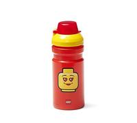 LEGO Iconic Girl Drinking Bottle - 390 ml, Durable PP/Silicone - Fun and Practical Kids Water Bottle with Covered Spout, Sports Water Bottle, Red/Yellow