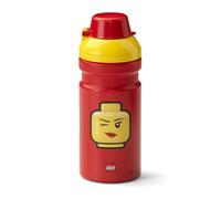 LEGO Iconic Girl Drinking Bottle - 390 ml, Durable PP/Silicone - Fun and Practical Kids Water Bottle with Covered Spout, Sports Water Bottle, Red/Yellow