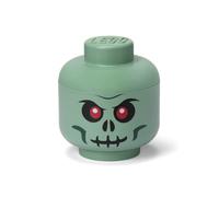 LEGO Iconic Storage Head Small, Stackable Storage Box, 2,0 L, Sand Green, Green Skeleton