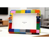 LEGO Inspired DIY Building Block Photo Frame Tabletop Set with Figures: Four People