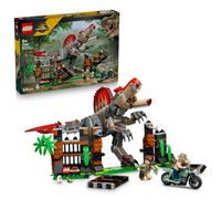 LEGO Jurassic World Spinosaurus Dinosaur Escape - Interactive Toy w/a Dino Figure, Motorbike & 2 Minifigures - Birthday Gift for 9+ Year Old Boys & Girls - 77982