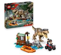 LEGO Jurassic World T. rex River Escape 76975 | Toys for 5+ Year Old Boys & Girls, Interactive Set with Dino Figure, Boat & ATV Car, 2 Minifigures, Dinosaur Gift, 199 Pieces