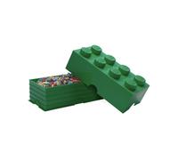 LEGO Storage Brick 8 Knobs GREEN - Stackable Plastic Storage Box with Lid for Kids and Adults, Ideal Desk Organizer and Toy Box - 12.1L Capacity
