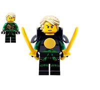 LEGO Lloyd Garmadon Green Ninja minifigure in armour - Skybound version Newest Ninjago LLoyd minifigure with golden katana swords