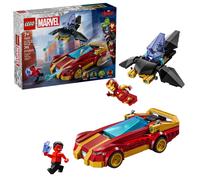 LEGO Marvel Iron Man Car & Black Panther vs. Red Hulk Building Toy - Marvel Superhero Toy for Kids Boys and Girls Ages 7+ - with 3 Minifigures - Gif
