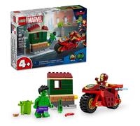 LEGO Marvel Iron Man with Bike and The Hulk Building Set Easy Build Marvel Toy for Kids Collectible Playset with Motorcycle Toy and 2 Minifigures G