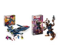 LEGO Marvel X-Men X-Jet Buildable Toy Plane for Kids, Boys & Girls, Airplane Model Building Kit & Marvel Rocket & Baby Groot, Guardians of the Galaxy Buildable Toy