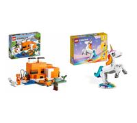 LEGO Minecraft Fox Lodge & Creator Rainbow Unicorn 3 in 1