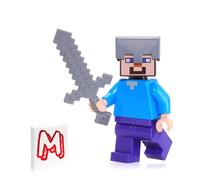 LEGO Minecraft Minifigure Steve Minifig with Iron Helmet + Sword