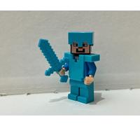 LEGO MINECRAFT STEVE IN FULL DIAMOND ARMOUR FROM SET 21143 & 21117 (min015)