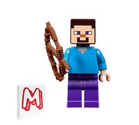 LEGO Minecraft Steve Minifigure (with Pixelated Minecraft Weapon)
