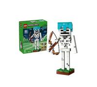 LEGO Minecraft The Skeleton Toy - Figure w/Diamond Helmet, Bow & Arrow and Grass Base for Kids' Room Decor - Gaming Gift for 10+ Year Old Boys, Girls & Fans - 21594