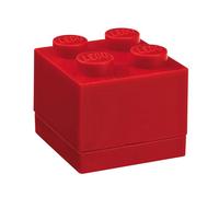 LEGO Mini Box 4 Knobs Red - Versatile Small Storage Box for Snacks, Jewellery, Hair Accessories, Souvenirs & More - Dishwasher Safe, 46 x 46 x 43 mm