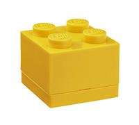 LEGO Mini Box 4 Knobs Yellow - Versatile Small Storage Box for Snacks, Jewellery, Hair Accessories, Souvenirs & More - Dishwasher Safe, 46x46x43 mm