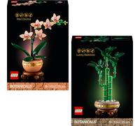 Lego Mini Orchid & Lucky Bamboo: Lego Flowers Novelties Combi - Two Icons Plants as Room Decoration, Botanical Collection, Orchid Flower for Adults (10343, 10344)