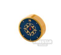 LEGO Minifigure Accessory Tile Round 1x1 Compass PEARL GOLD