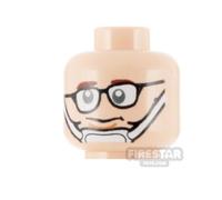 LEGO Minifigure Head Crooked Glasses with Chin Strap LIGHT FLESH