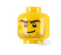 LEGO Minifigure Head Lopsided Grin with Beard Stubble YELLOW