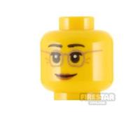 LEGO Minifigure Head Neutral and Amused with Glasses YELLOW