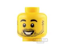 LEGO Minifigure Head Slight Grin and Smile with Stubble YELLOW