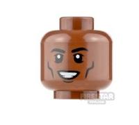 LEGO Minifigure Head Smile with Cheek Lines and Head-Up Display REDDISH BROWN