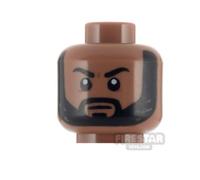 LEGO Minifigure Head Smiling and Angry with Beard MEDIUM BROWN