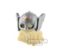 LEGO Minifigure Headgear SH Mighty Thor Helmet with Long Hair FLAT SIL