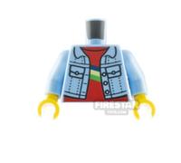 LEGO Minifigure Torso Demin Jacket Over Red Shirt BRIGHT LIGHT BLUE