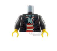 LEGO Minifigure Torso Jacket over Striped Shirt with Shark on Back DAR