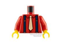 LEGO Minifigure Torso Shirt and Tie with Suspenders RED