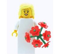 LEGO Minifigure Wedding Bride with Large Bouquet Flowers