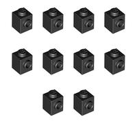 LEGO Modified Brick 1 x 1 with Side Stud, Part 87087 (Black, 10, count)