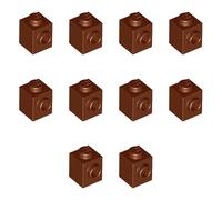 LEGO Modified Brick 1 x 1 with Side Stud, Part 87087 (Reddish Brown, 10, count)