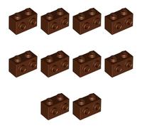 LEGO Modified Brick 1 x 2 with Studs on 1 Side, Part 11211 (Reddish Brown, 10, count)