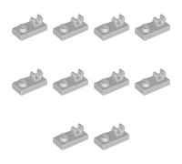 LEGO Modified Plate 1 x 2 with Open O Clip on Top, Part 44861 (Light Bluish Gray, 10, Bricks)
