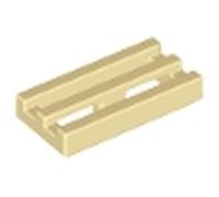 LEGO Modified Tile 2412b, 1 x 2 Grille with Bottom Groove, Multicoloured (Tan, 10, count)